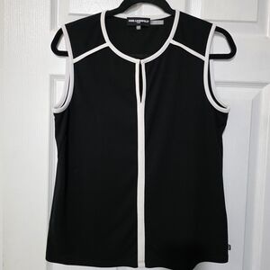 Karl Lagerfeld Black Blouse with White Accents